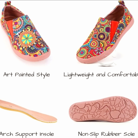 NWT *UIN Women's Blossom Painted Fashion Sneaker Canvas Slip-On Shoes (size 9) - Picture 3 of 8